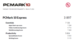 PCMark10 Expressスコアのスクリーンショット。